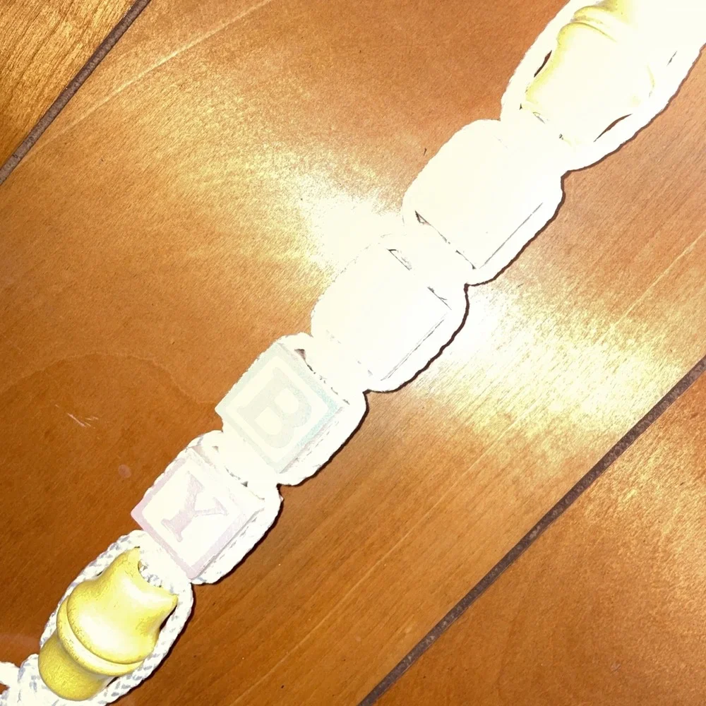 Vintage handmade macrame decoration hanging‎ wooden baby blocks bells yellow